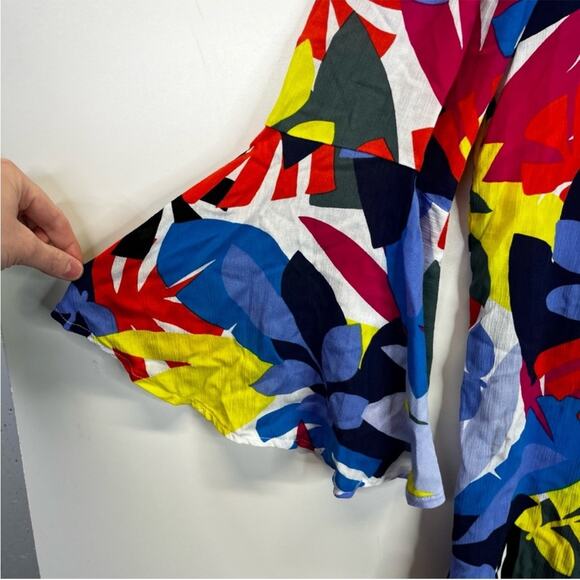 Anne Cole Floral Bell Sleeve Cover Up tunic blue - XS/S - Picture 8 of 12